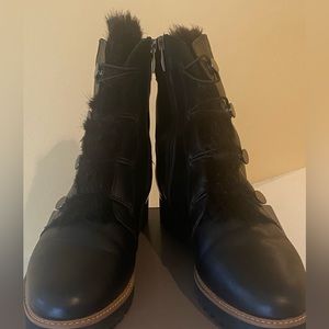 Black fur trimmed combat boots